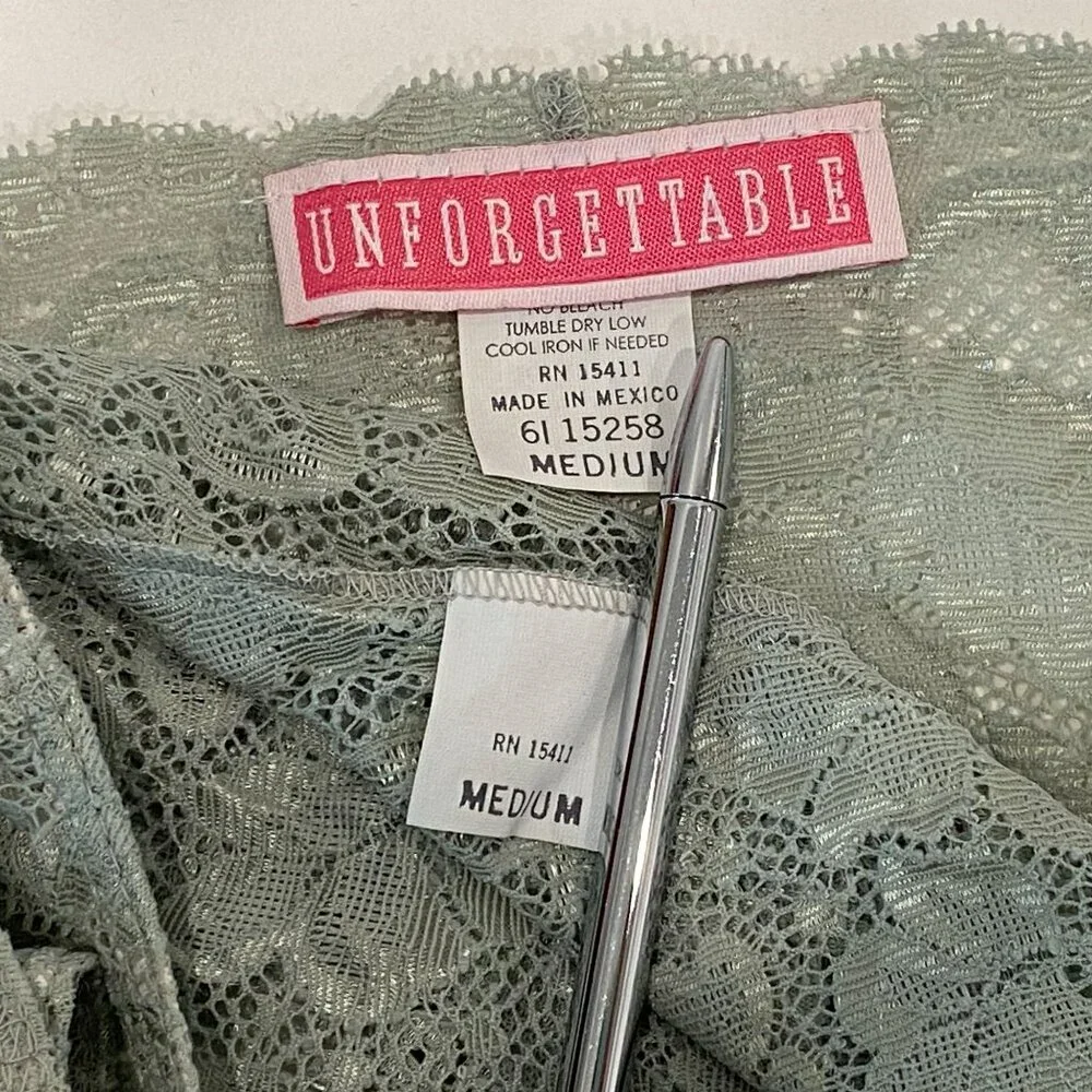 Rene Rofe Lingerie Unforgettable Lace Bralette and Panty Set Size M Sage Green - Picture 6 of 8